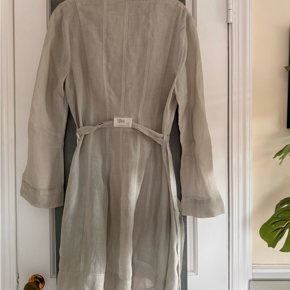 ANNETTE GÖRTZ Sheer Button Down Linen Dress In Sage Green - Picture 6 of 8
